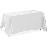 Lann's Linens 90 x 156 Inch Rectangular Tablecloth, Washable Polyester Fabric Table Cloth for Dining Tables, Parties, Restaurants, Weddings - White