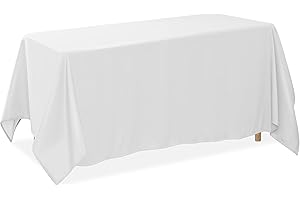 Lann's Linens - 90" x 156" Premium Tablecloth for Wedding/Banquet/Restaurant - Rectangular Polyester Fabric Table Cloth - Whi