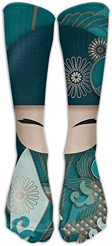 HUE Japanese Doll Men Women Novelty Long Socks Cotton Socks Multicolored Pattern Stockings