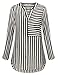 Timeson 3/4 Sleeve Blouses For Women, Ladies Casual Striped Chiffon Blouse V Neck Comfy Loose Fitting Office Blouse Shirts Tops Black White Large