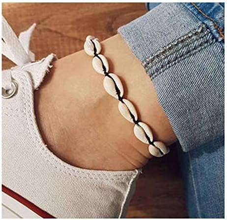 Eoumy Handmade Cowrie Bead Shell Anklet Bracelets Boho Adjustable Beach Ankle Bracelet Foot Chain Summer Jewelry for Women