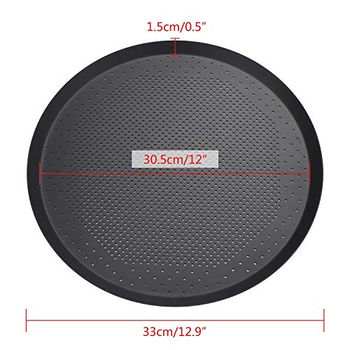 Perforated Pizza Crisper, Segarty 12 inch Pizza Pan with Holes, Professional Pizza Tray for Oven, Thickened Steel Round Pizza Baking Sheet Kitchen Bakeware Set for Home & Restaurant - Thumbnail 3