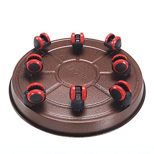 Steel Round Potted Plant Pallet with 8 Rubber Caster,200kg/440lb Heavy Duty Plant Stand with Wheels, Die Casting Flower Tray for Indoor, Outdoor, Brown (Size : 51cm/20)