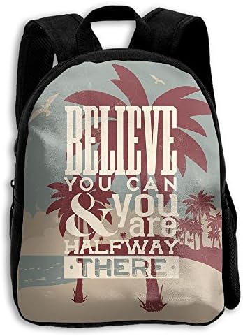HFIUH5 Believe You Can And You Are Halfway There Printing Backpack School Book Bag Boys Girls Daypack Travel Bag For Kids