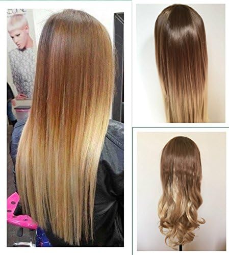 Ladies 3 4 Wig Fall Clip In Hair Piece Extensions Ombre Dip Dye