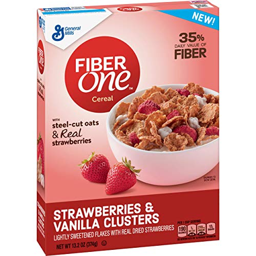 General Mills Cereals Fiber One Cereal, Strawberries and Vanilla Clusters, 13.2 oz