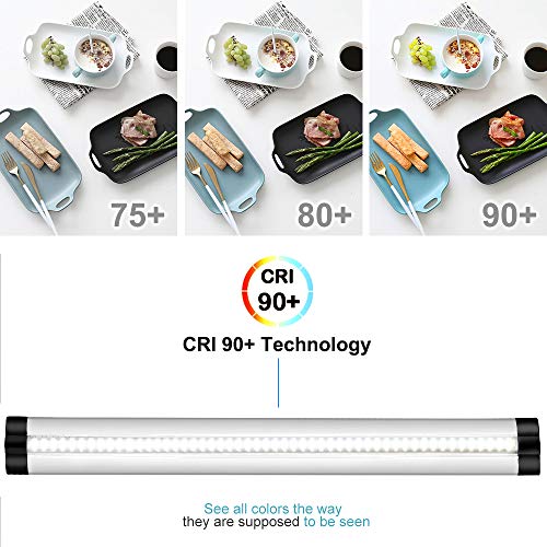Solarlang LED Under Cabinet Light, Ultra-Thin Design, 1OW CRI90+, 900 Lumens, Nature White 4000K, Kitchen Cabinet Strip Lights with Touch Dimmer Switch, 2 Pack