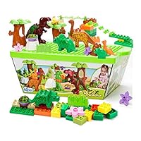 ZaH 40pcs Building Blocks Plastic Kids Toys Jurassic Dinosaur Figure Toy Learning Educational Pretend Playset Dinosaur World Park for Boys Girls