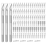 103 PCS Precision Craft Knife Hobby Art Knife Exacto Knife Stencil Knife for DIY Art Work Cutting, Hobby Crafts, Stencil, Model, Scrapbook - 3 Hobby Knife and 100 Spare Blades with Storage Case
