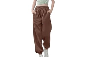 Teen Girls Preppy Sweatpants High Waisted Cinch Bottom Joggers Casual Baggy Sweat Pants Athletic Lounge with Pockets