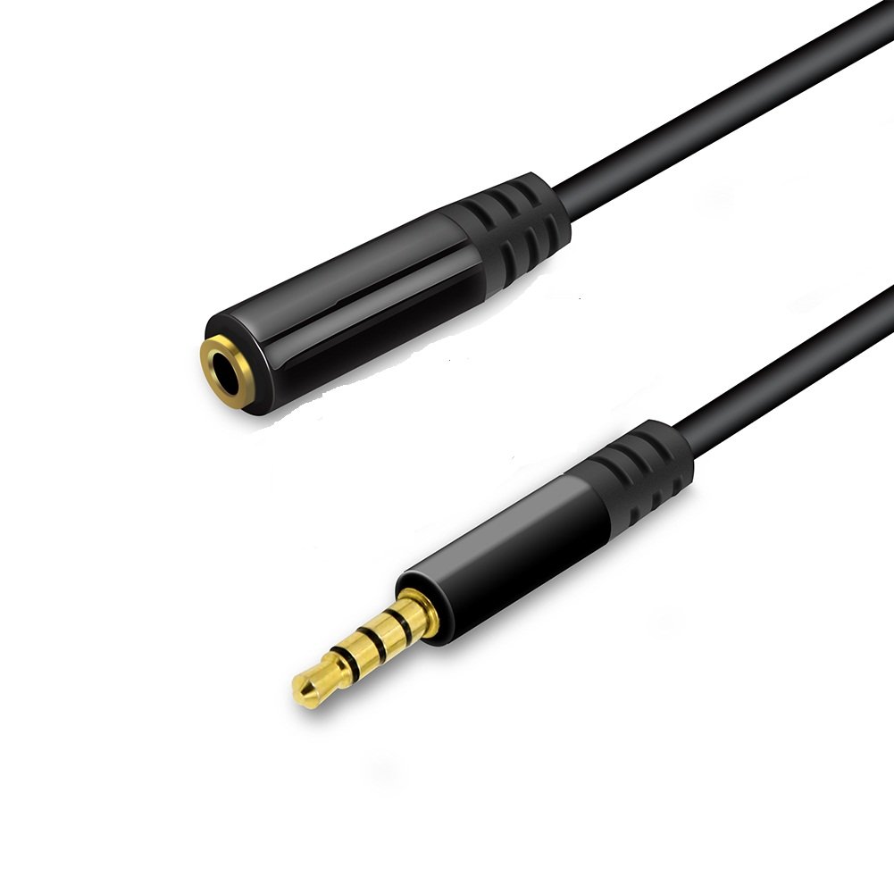 KUYIA 6.5FT/2M AUX 3.5mm Male to Female Gold Plated Design Car Auxiliary Audio cable Cord Headphone With Metal Case Connecter Extension Cable for Android Smartphone, Tablet and MP3 Player BLACK