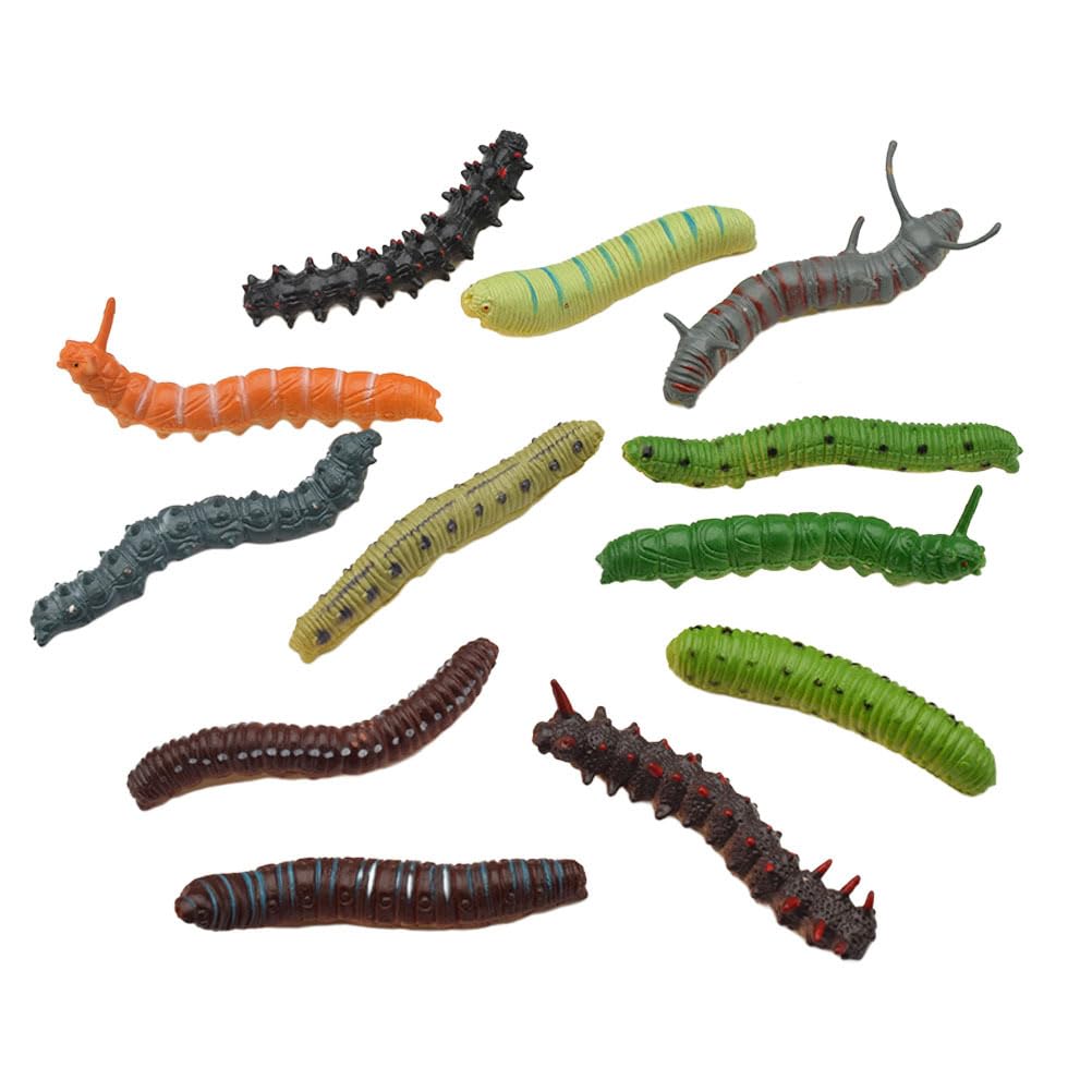jojofuny 24pcs Caterpillar Figurine Toy Realistic Crawling Insect Model for Home Decoration and Party Favour - Eco-Friendly Plastic Caterpillar Toy 2.8 Inch