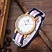 Uwood Women Original Bamboo Wood Watch Nylon Band Fashion Wooden Watch With Multi-Color Striped Band