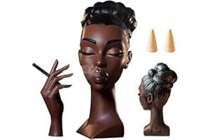 MUZMDNI Head Incense Burner Black Women Funny Elegant Head Incense Burner, Suitable for Bedroom, Living Room, Home Decoration Gifts Height 7.9 Inch (Eyes Closed, Small)