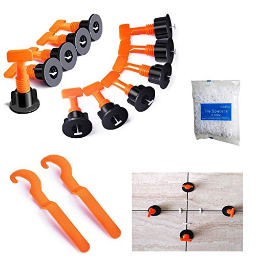 Tile Cutter Tile Leveling System Kit Reusable, With 100pcs Tile Leveler Spacers, 500pcs 2mm Tile Spacers, 2 Special Wrenches And 15 T-Shaped Steel Needles, Tile Wrench Set