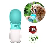 Portable Dog Water Bottle, Keeper Pet Water Dispenser Antibacterial Food Grade Leak Proof Dog Cat Travel Drink Bottle Bowl, Pet Outdoor Drinking Cup-350ml (Blue)