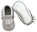 Posh Baby Shoes: Genuine Leather, Hand Made, Durable, Slip-on Baby Moccasins. A Great Gift for Newborns, Infants, and Toddlers. (12-18 Months (5 in), Metallic Silver)