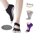 Yoga Socks Dancing Yoga Pilates Socks for Women, Toeless, Sticky, Non Slip&Non Skid Socks, Comfortable & Breathable with Cotton for Yoga, Dance, Pilates, Barre, Ballet, Bikram and GYM (3 Pairs)