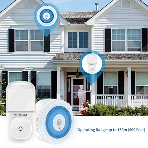 Wireless Doorbell, YIROKA Self-Generating Power Door Chime Operating at 500 Feet with Waterproof, 58 Chimes, 4 Volume & LED Indicator, No Batteries Required