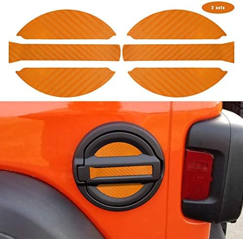 MLING Car Fuel Gas Oil Tank Cap Cover Adhesive Sticker Fuel Filler Cap Decoration Trim Compatible for Wrangler JL 2018 2019 (Orange)