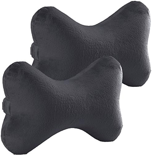 2 Packs Dog Bone Shaped Travel Neck Pillows Memory Foam Car Bus Truck Driving Comfort Head Rest Support (Black)