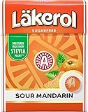 4 Boxes x 25g of Läkerol Sour Mandarin - Original - Swedish - Sugar Free - Pastilles - Lozenges - Drops - Dragees - Candies - Sweets with Stevia