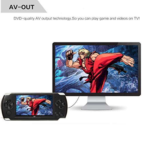 NXDA Pocket game console 4.3 inch screen 500 classic game video game console 8GB large memory handheld game console (Black)