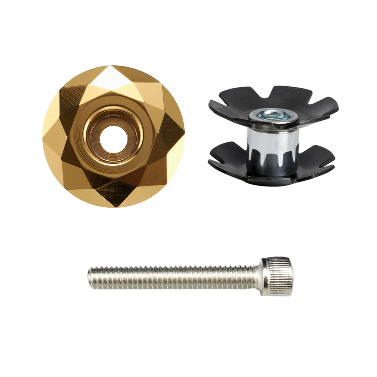 PLATTBK Bike Headset Top Cap with Headset Star Nut Aluminum Alloy Road Bike MTB Stem Cap Fits 1-1/8" (28.6mm) Stems and Forks