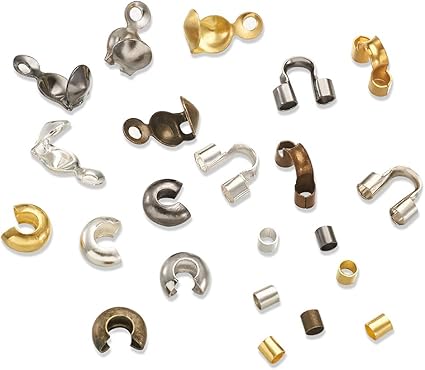 Amazon Com 1250pcs Box Brass Tube Crimp Beads Crimp Beads Knot Covers Wire Guardians Iron Bead Tips Knot Covers For Jewelry Making