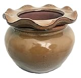 Scallop Round Self Watering Glazed Ceramic Pot - Desert Sand - 5.1