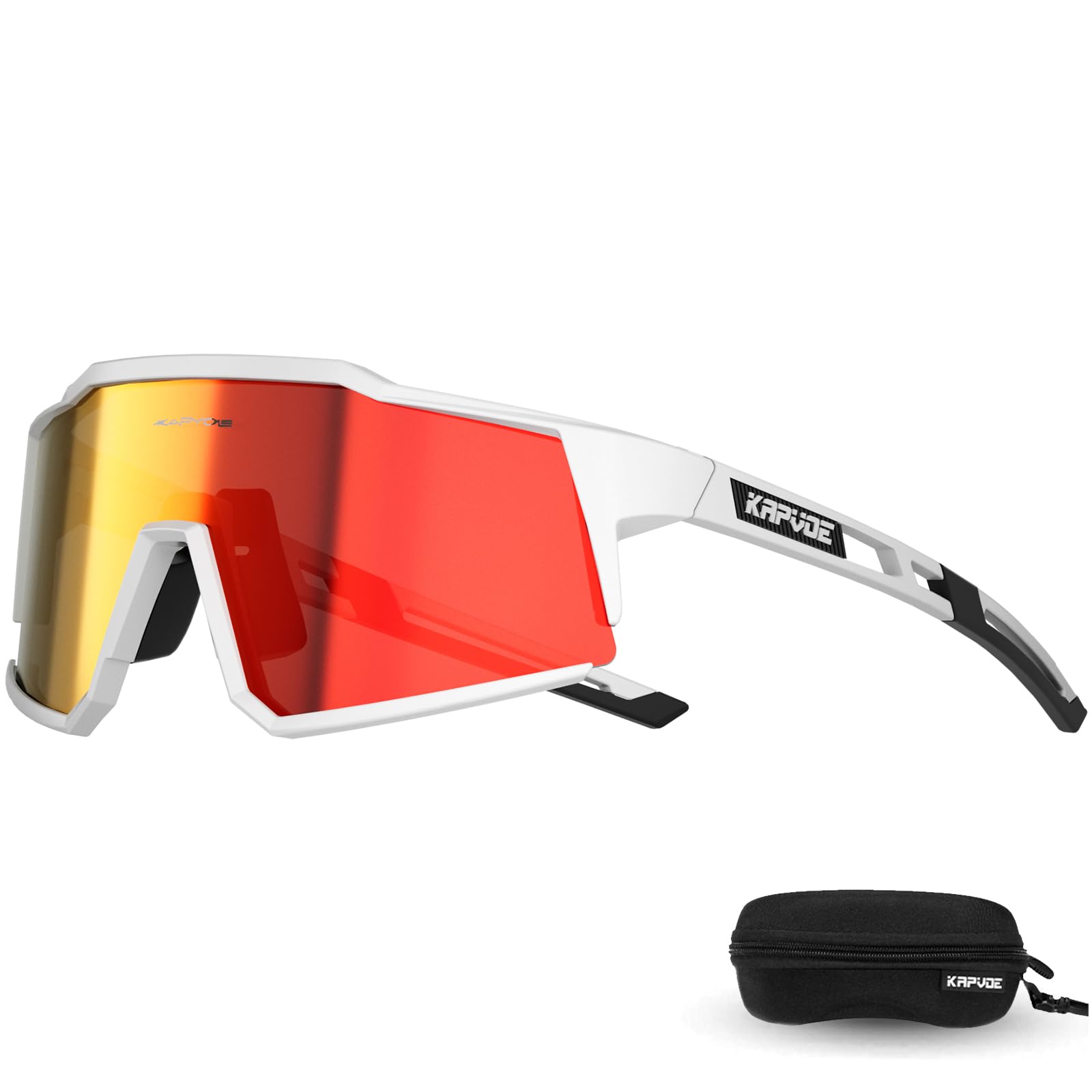 KAPVOE Polarized Cycling Glasses UV400 Protection TR90 Sports Sunglasses For Men Women MTB Bicycle Goggles Running Bike Fishing Riding Golf Driving Baseball Biking Lenses Cycle Glass Red White 14 — image 1