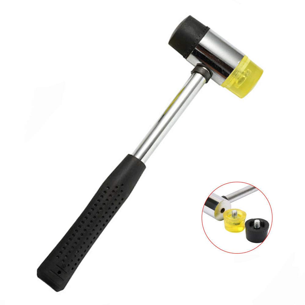 Rubber Hammer Mallet SUPERTOOL Soft Rubber Hammer Nylon Dual Head Replaceable Hammer with Non-Slip Rubber Handle for Jewelry DIY Craft (30MM)