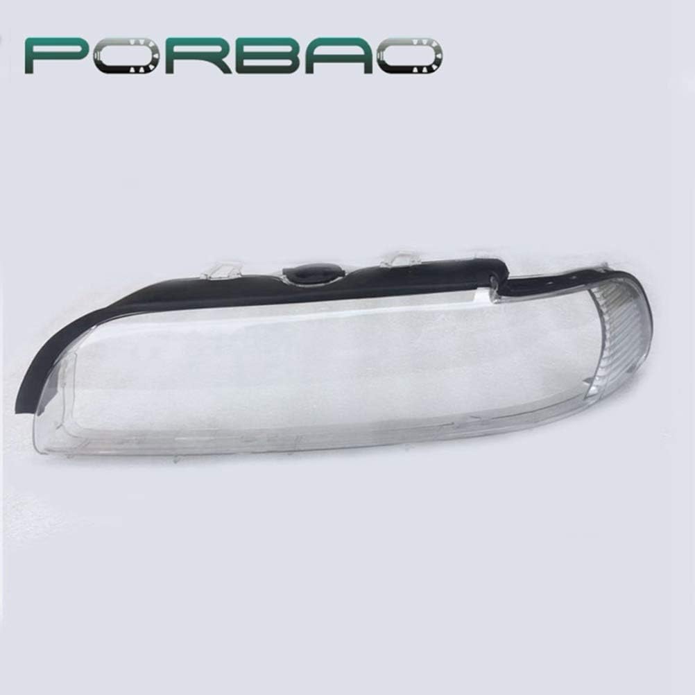 PORBAO 1 Pair Left & Right Headlight Cover,Headlamp Clear Lens for E39 2000 2001 2002 2003 Black Border