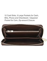 Embrague de teléfono con billetera de cuero con cremallera a cuadros Real Lavemi para mujer - Bloqueo RFID con organizador de tarjeta de crédito