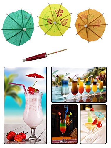 ISusser 144pcs 4 Inch Multicolor Paper Cocktail Drink Umbrellas, Hawaiian Tropical Cocktail Parasols - Thumbnail 3