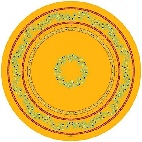Toselli - Ramatuelle- Round Yellow & Red Coated Tablecloth - Yellow