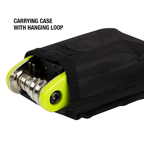 Protocol Bicycle Multi Tool: 15 functions; multi tool for bikes with multiple hex keys to fit any size bolt or screw, fold out phillips and slotted screwdrivers, includes carrying case