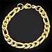 U7 Jewelry 18K Gold Plated Men's Figaro Chain Bracelet,9MM,20CM