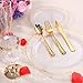 IOOOOO 180 Piece Gold Plastic Silverware, Disposable Plastic Cutlery Set with Gift Box, 60 Forks, 60 Knives and 60 Spoons For Wedding & Party