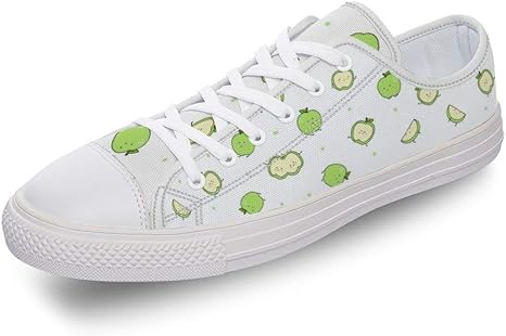 Amazon Co Jp スニーカー 青リンゴ 柄 ローカット レースアップシューズ キャンバス メンズ カジュアル 軽量 白底 デッキシューズ 滑り止め 通気 カジュアルシューズ 23 28 5cm ホーム キッチン