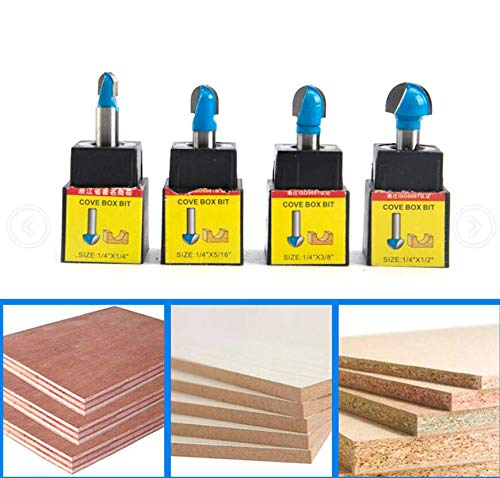 4Pcs Tungsten Carbide Router Bit Set 1/4inch Shank Round Nose Double Edging Cove Router Bits for Woodworking Grooving for Home Improvement and DIY