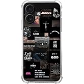 Mabluworqe Black Christian Collage Aesthetic Case Compatible with iPhone 16 Plus, Faith Verses Case for iPhone 16 Plus, Cool TPU Bumper Phone Case Cover