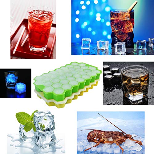 Silicone Ice Cube Trays with Removable Lid for Freezer, Set of 2, Easy