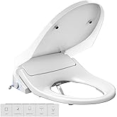 Electric Bidet Toilet Seat Elongated, Heated Toilet Seat with Instant Warm Water & Air Dryer, 6 Wash Modes, Dual Control, Self-Cleaning Nozzle, Soft-Close Lid, Night Light, Eco & Child Friendly