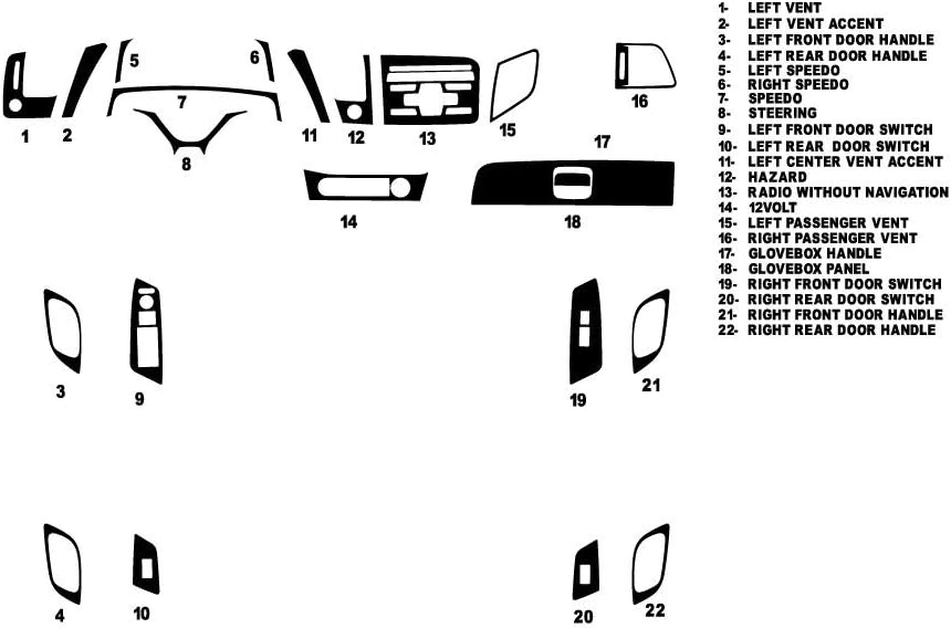 Rvinyl Rdash Dash Kit Decal Trim for Honda Civic 2012-2012 (Sedan) - Carbon Fiber 4D (Silver)