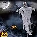 LUKAT Halloween Hanging Ghost Decorations,5.24FT Scary Skeleton Flying Ghost Prop Skull with Creepy Sound and Glowing Eyes for Indoor/Outdoor Decor