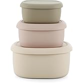 Emptycolor 3 Pack Silicone Snack Containers with Lids Reusable Silicone Food Storage Containers, Leak Proof Stackable Bento Lunch Box for Adults, Microwave, Dishwasher and Freezer Safe