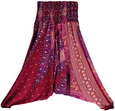 Yoga Pants Loose Dance Trousers,Aritone Women | Baggy Boho Aladdin | Jumpsuit | Plus Size | Harem Pants (Wine)