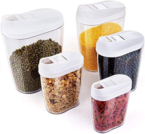 ドライフードシリアルコンテナーセット 5個セット密閉型漏れ防止シール蓋フードストレージキーパー