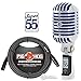 Shure Super 55 Deluxe Vocal Microphone & Pig Hog Black & White Woven Mic Cable, 20ft XLR - Bundle
